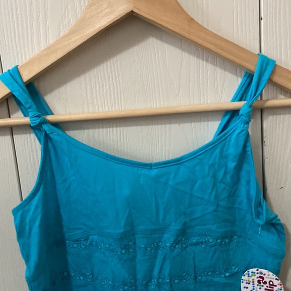 Triple Flip Turquoise Summer Printed Tank Top - Picture 2 of 5